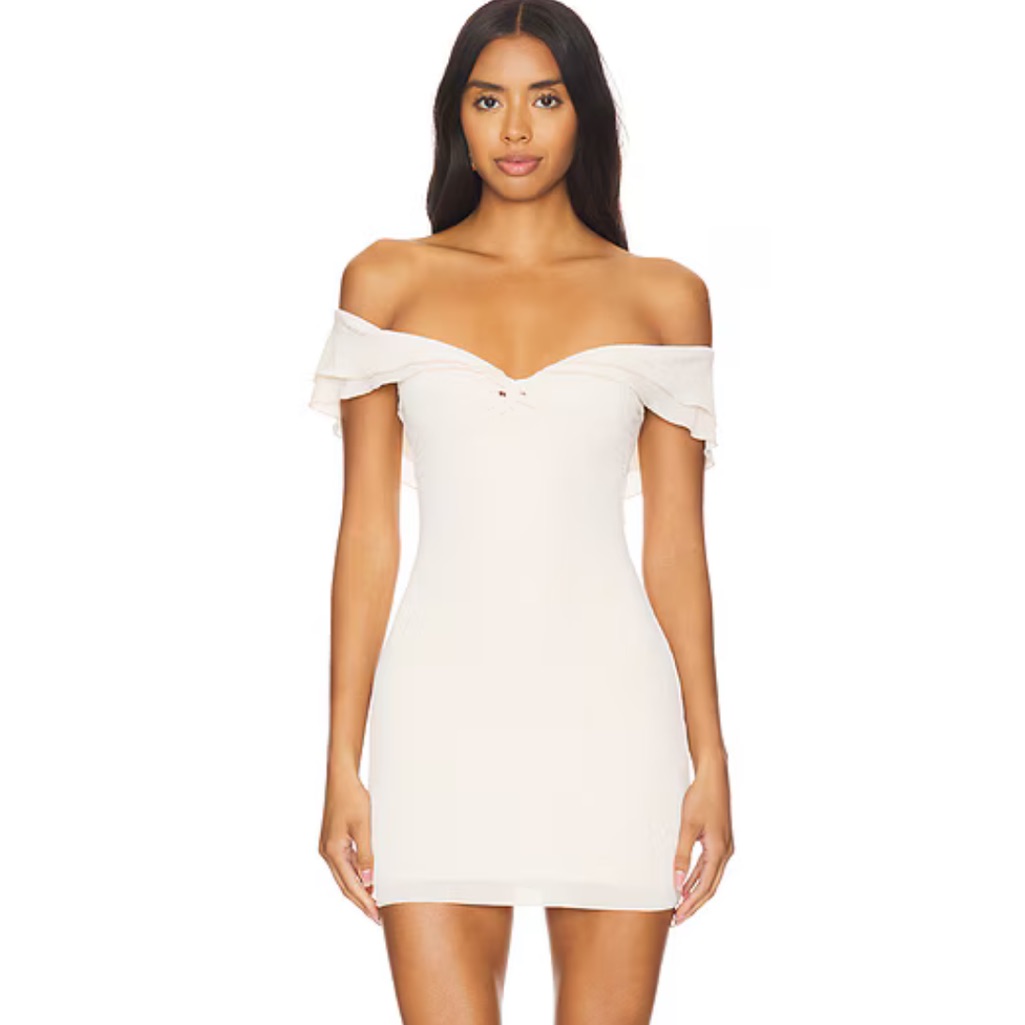 Off-Shoulder Mini Dress In Cream